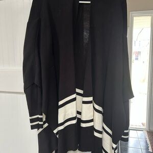 Black and White Cape with Bold Stripes